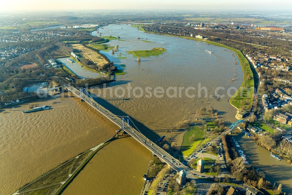 Duisburg from above - View of the Friedrich Ebert bridge on rhine river in Duisburg in the state North Rhine-Westphalia