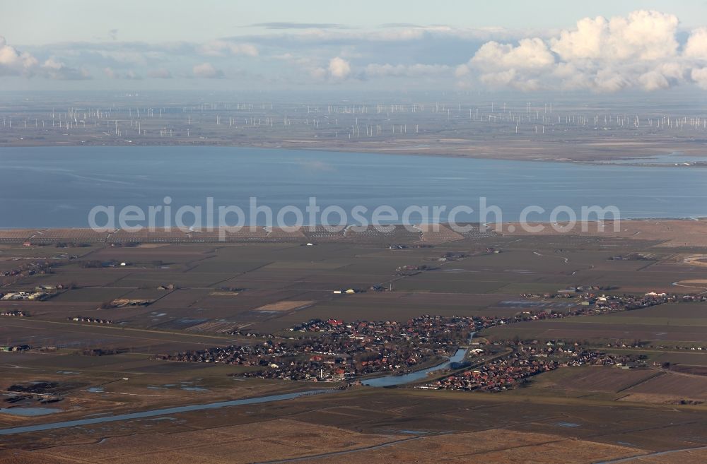 Friedrichskoog from the bird's eye view: Friedrichskoog and Meldorf Bay in the state of Schleswig-Holstein