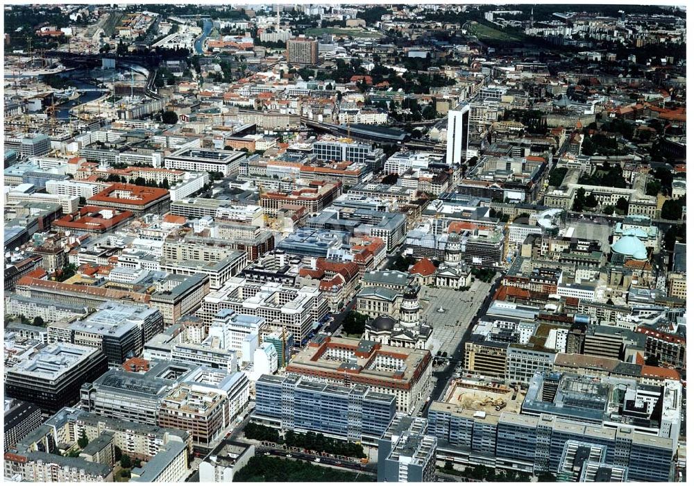 Berlin from above - Friedrichstraße und Gendarmenmarkt in Berlin-Mitte.