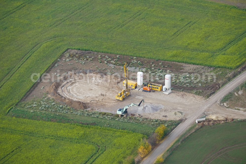 Witzenhausen from the bird's eye view: Construction site for wind turbine installation in Witzenhausen in the state Hesse