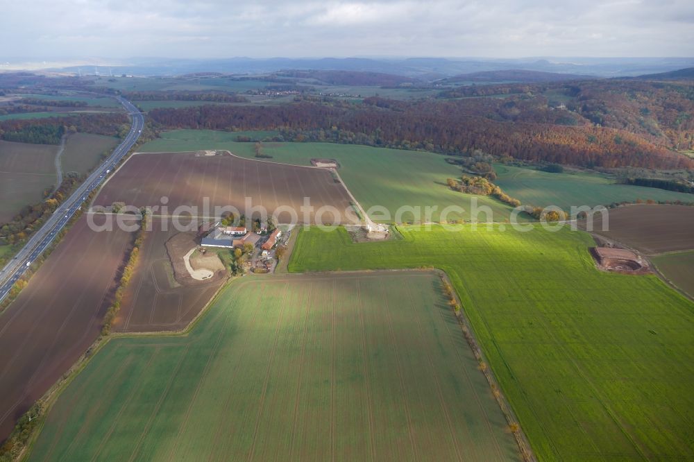 Witzenhausen from above - Construction site for wind turbine installation in Witzenhausen in the state Hesse