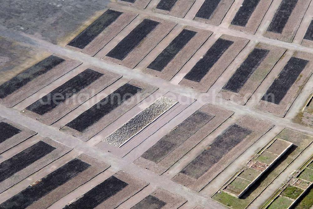 Weimar from the bird's eye view: Blick auf die Fundamente der Häftlingsbaracken des KZ Buchenwald, eines der größten Konzentrationslager auf deutschem Boden. Es wurde zwischen Juli 1937 und April 1945 auf dem Ettersberg bei Weimar als Arbeitslager betrieben. Anschrift: Gedenkstätte Buchenwald, 99427 Weimar-Buchenwald; Tel. 03643/4300;