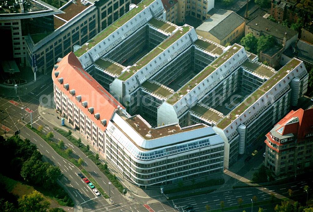 Leipzig / Sachsen from the bird's eye view: Blick auf das Funkhaus in Leipzig, gegenüber vom Listbogen in der Ludwig-Erhard-Straße 57; 04103 Leipzig.