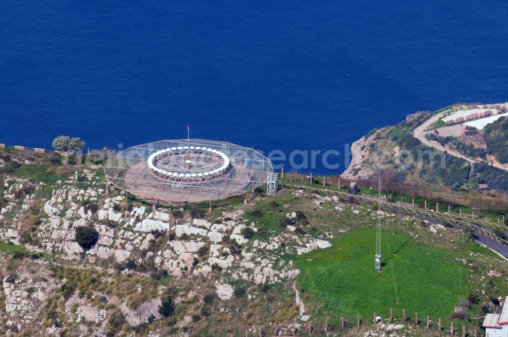 Aerial image Termini - Radio navigation antenna for transmitter system DVOR / VOR to finding methods in terms of the province of Campania, on the Mediterranean coast in Italy