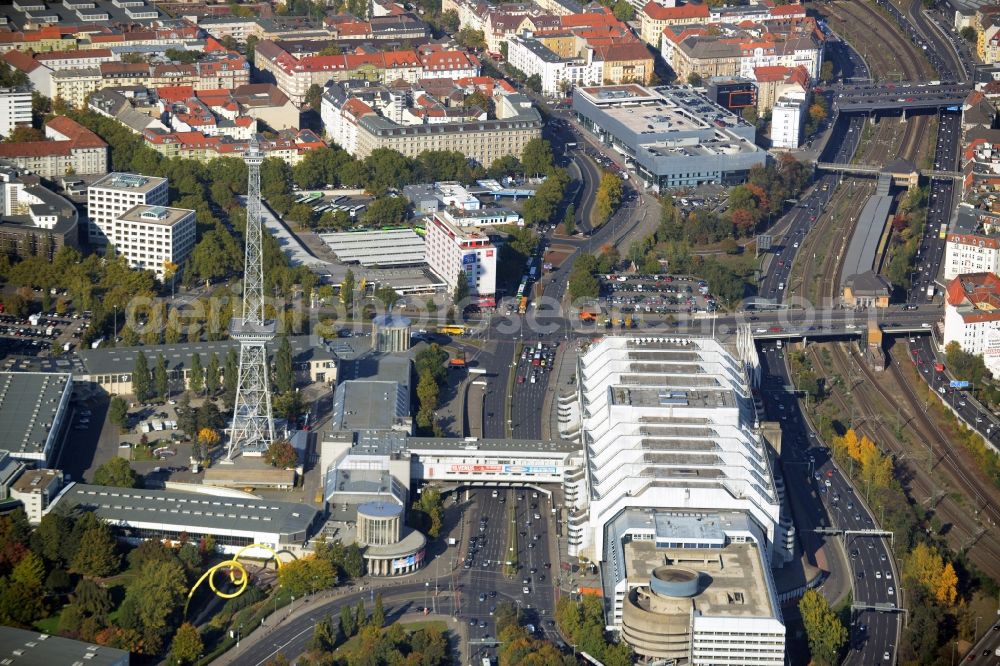 Aerial image Berlin - Radio Tower and the ICC congress center on Messedamm in Charlottenburg district of Berlin in Germany