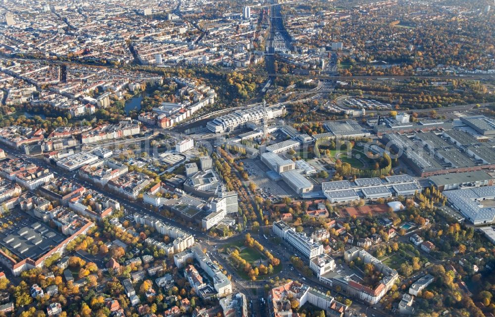 Aerial image Berlin - Radio Tower and the ICC congress center on Messedamm in Charlottenburg district of Berlin in Germany