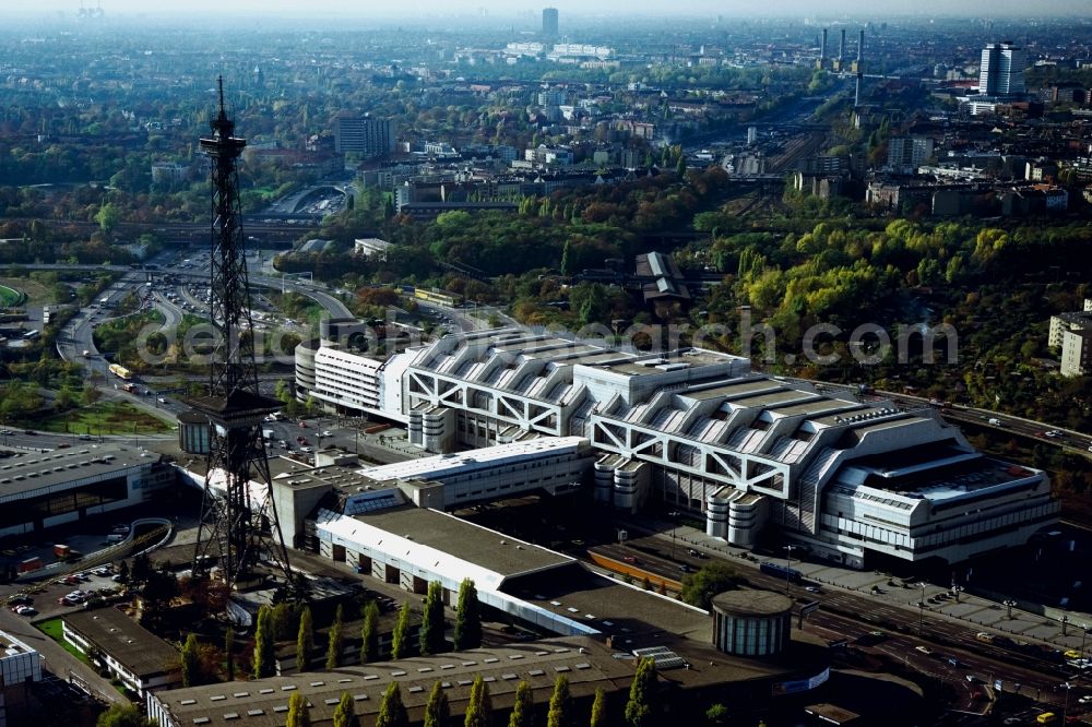 Berlin from above - Radio Tower and the ICC congress center on Messedamm in Charlottenburg district of Berlin in Germany