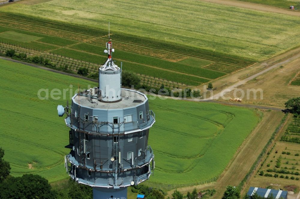 Birkholzaue from above - Funkturm and transmission system as basic network transmitter in Birkholzaue in the state Brandenburg