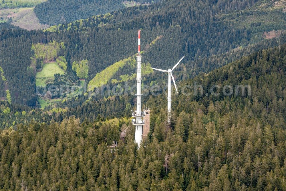 Bollenbach from the bird's eye view: Funkturm and transmission system as basic network transmitter Brandenkopf-Turm in Bollenbach in the state Baden-Wuerttemberg, Germany