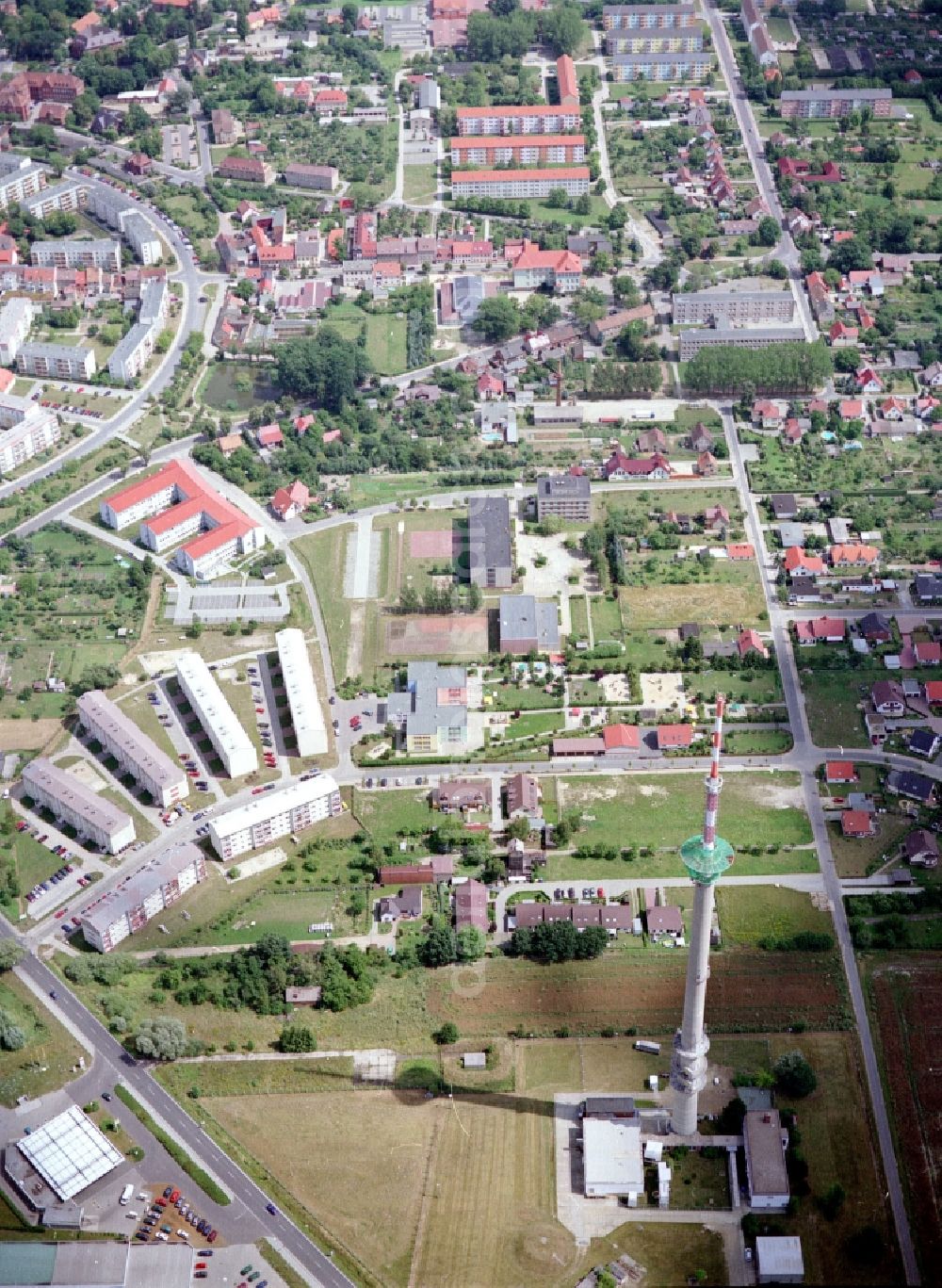 Aerial photograph Calau - Funkturm and transmission system as basic network transmitter in Calau in the state Brandenburg, Germany