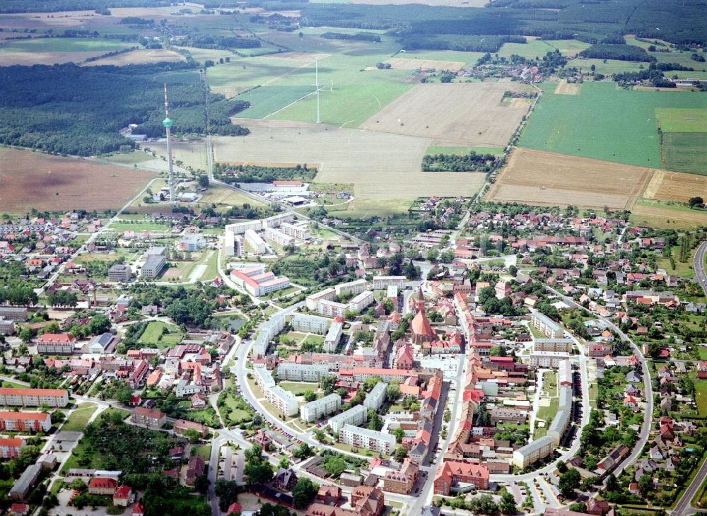 Aerial image Calau - Funkturm and transmission system as basic network transmitter in Calau in the state Brandenburg, Germany