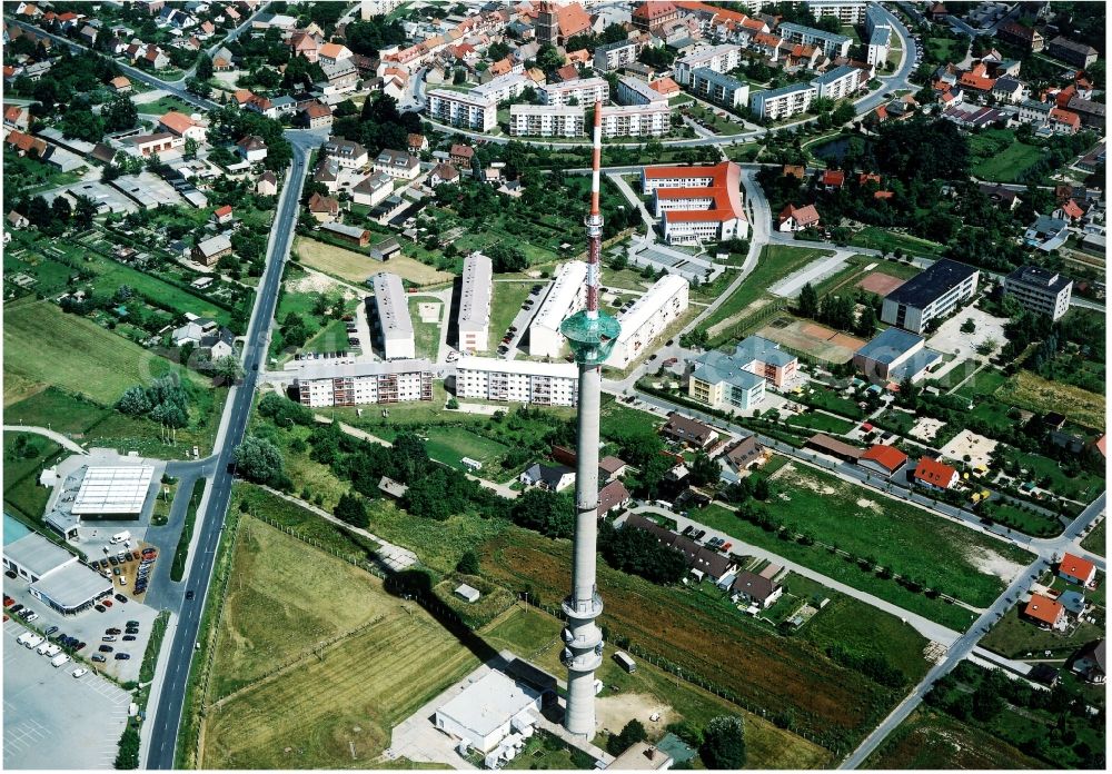 Aerial image Calau - Funkturm and transmission system as basic network transmitter in Calau in the state Brandenburg, Germany