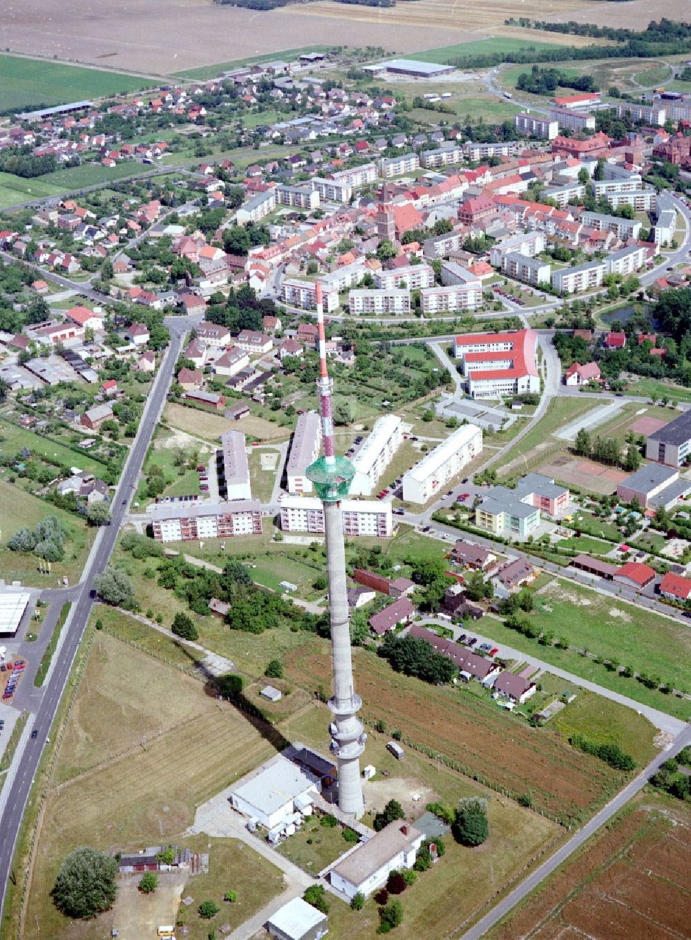 Aerial photograph Calau - Funkturm and transmission system as basic network transmitter in Calau in the state Brandenburg, Germany