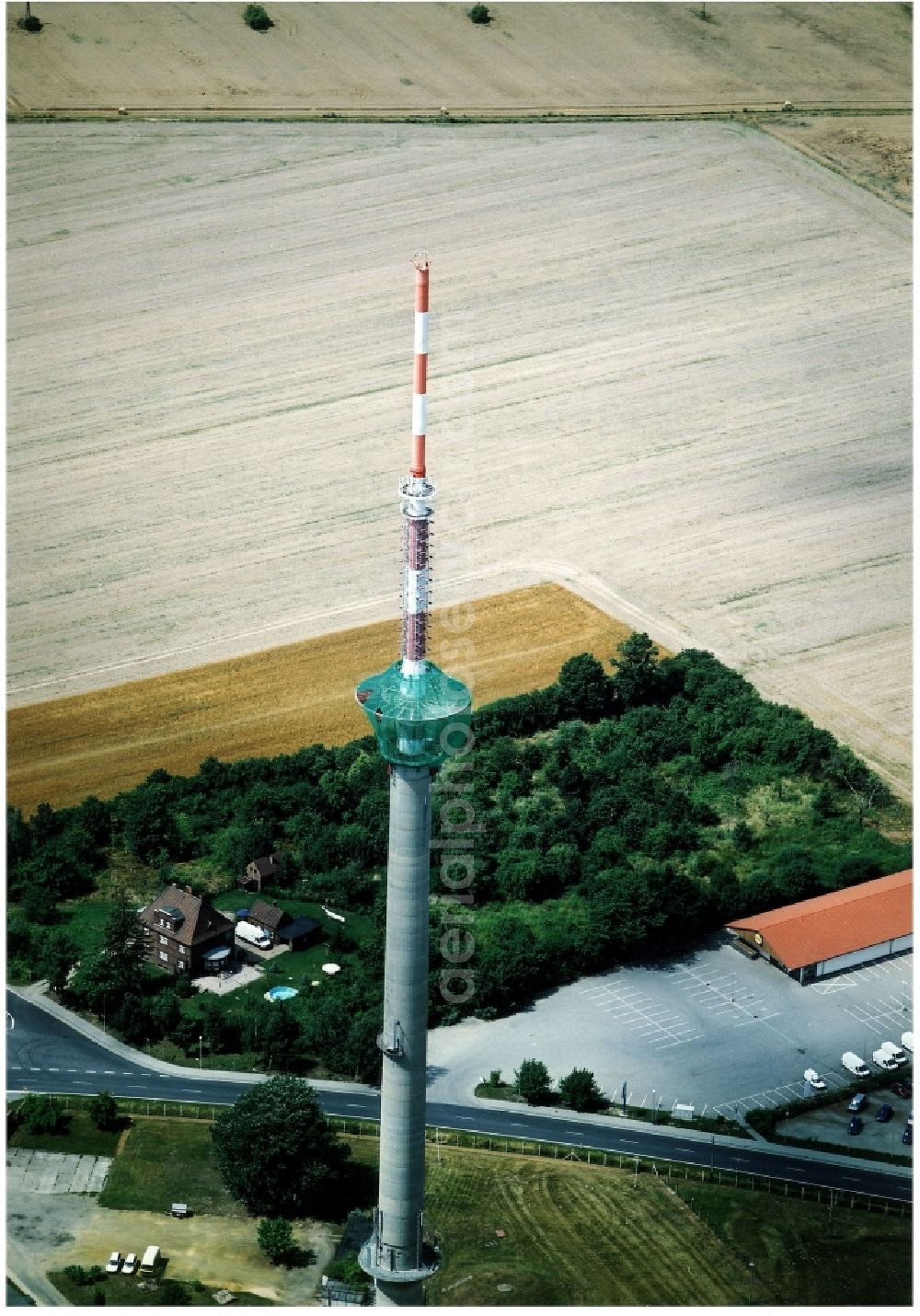 Aerial photograph Calau - Funkturm and transmission system as basic network transmitter in Calau in the state Brandenburg, Germany