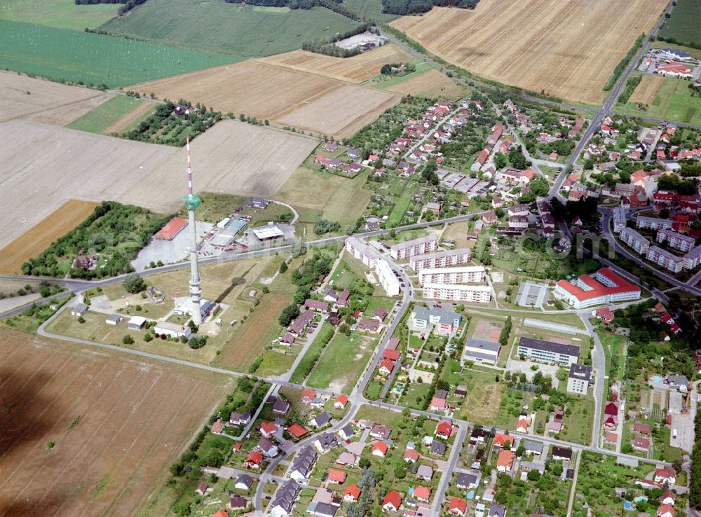 Calau from the bird's eye view: Funkturm and transmission system as basic network transmitter in Calau in the state Brandenburg, Germany