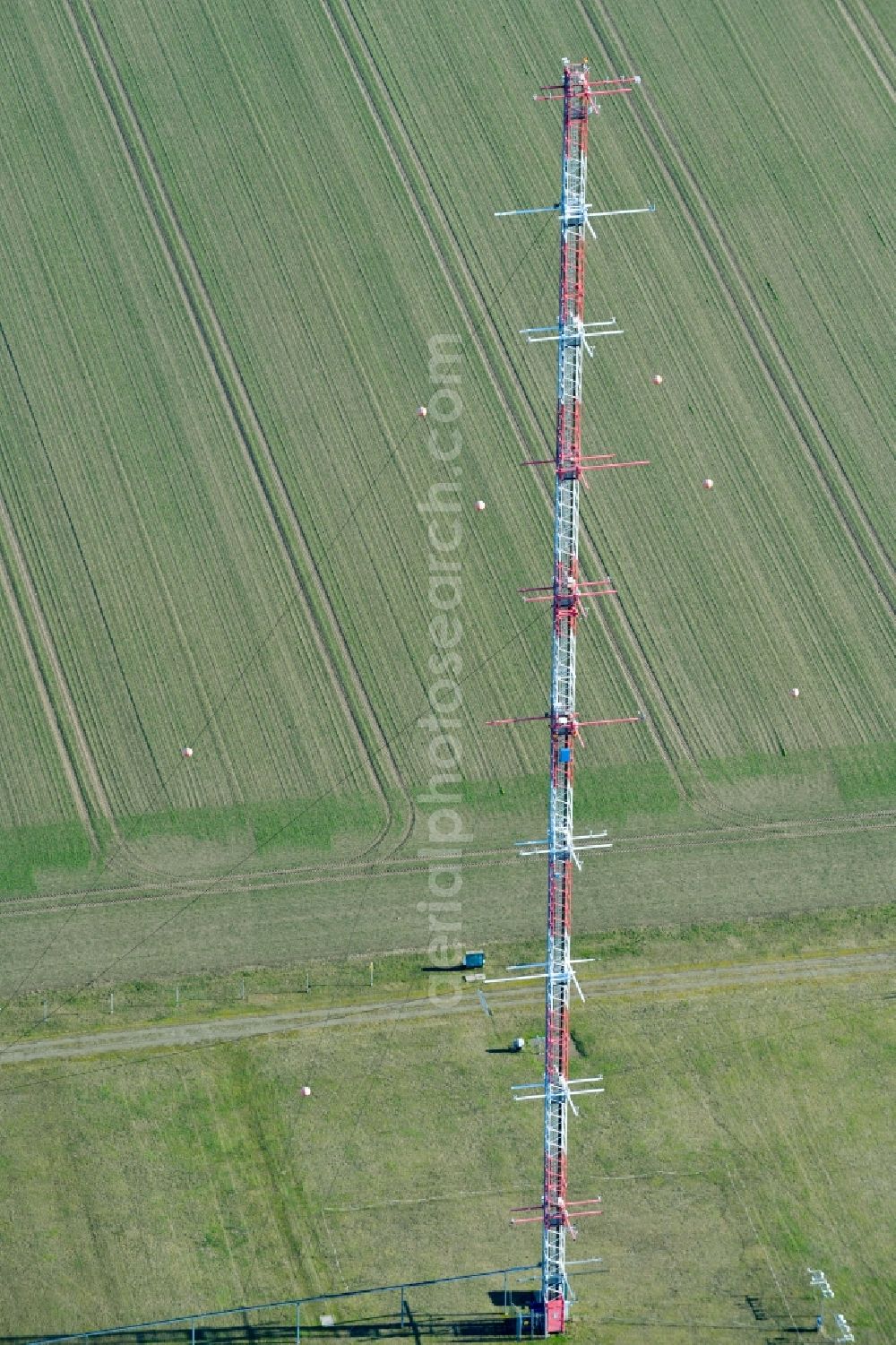 Aerial image Falkenberg - Funkturm and transmission system as basic network transmitter in Falkenberg in the state Brandenburg, Germany