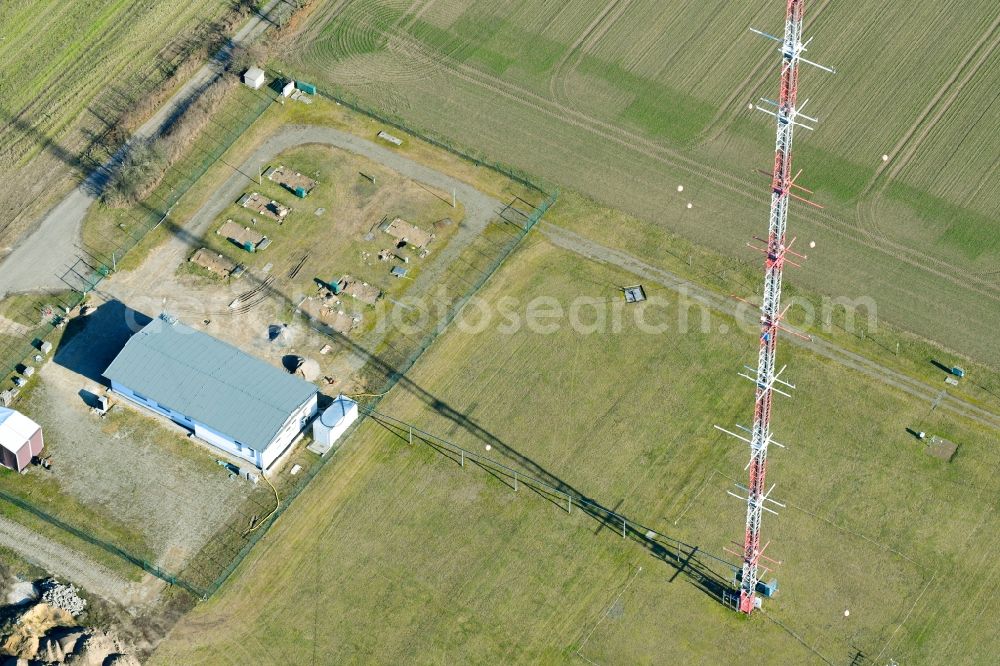 Aerial photograph Falkenberg - Funkturm and transmission system as basic network transmitter in Falkenberg in the state Brandenburg, Germany