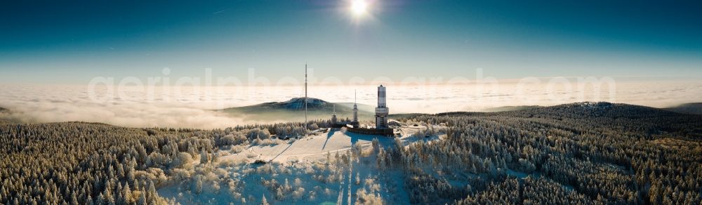 Schmitten from the bird's eye view: Radio tower and transmitter on the crest of the mountain range Grosse Feldberg im Taunus in Schmitten in the state Hesse