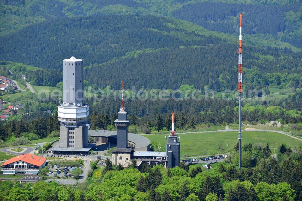 Schmitten from the bird's eye view: Radio tower and transmitter on the crest of the mountain range Grosser Feldberg in Schmitten in the state Hesse