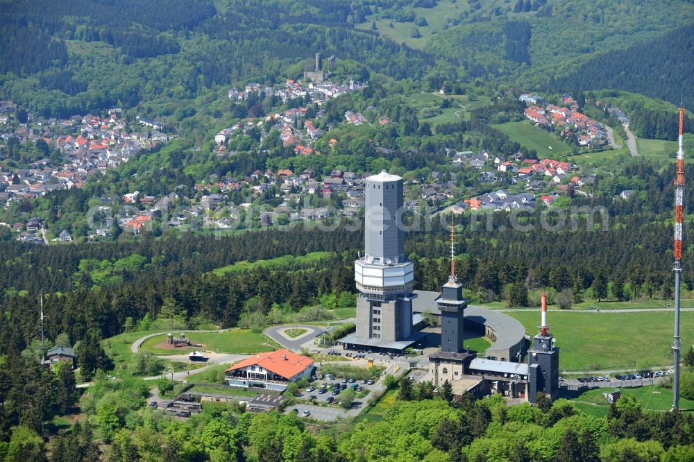 Schmitten from the bird's eye view: Radio tower and transmitter on the crest of the mountain range Grosser Feldberg in Schmitten in the state Hesse