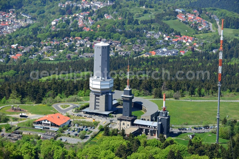 Aerial photograph Schmitten - Radio tower and transmitter on the crest of the mountain range Grosser Feldberg in Schmitten in the state Hesse