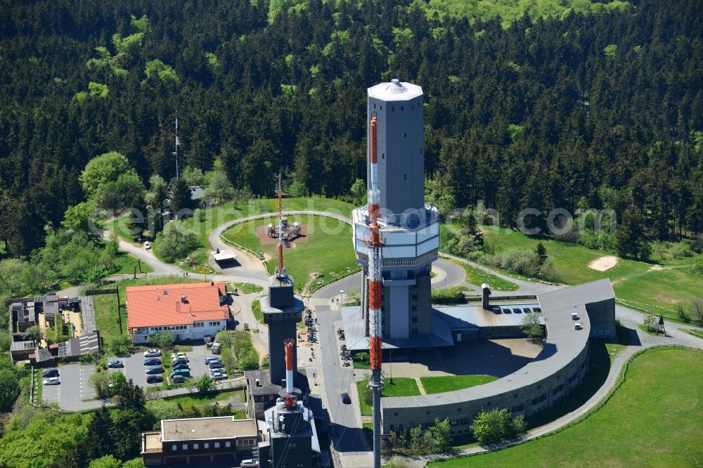 Schmitten from above - Radio tower and transmitter on the crest of the mountain range Grosser Feldberg in Schmitten in the state Hesse