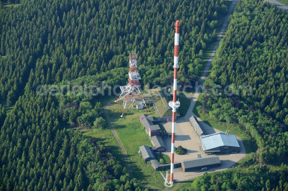 Altenau from the bird's eye view: Radio tower and transmitter on the crest of the mountain range Torfhaus in Altenau in the state Lower Saxony