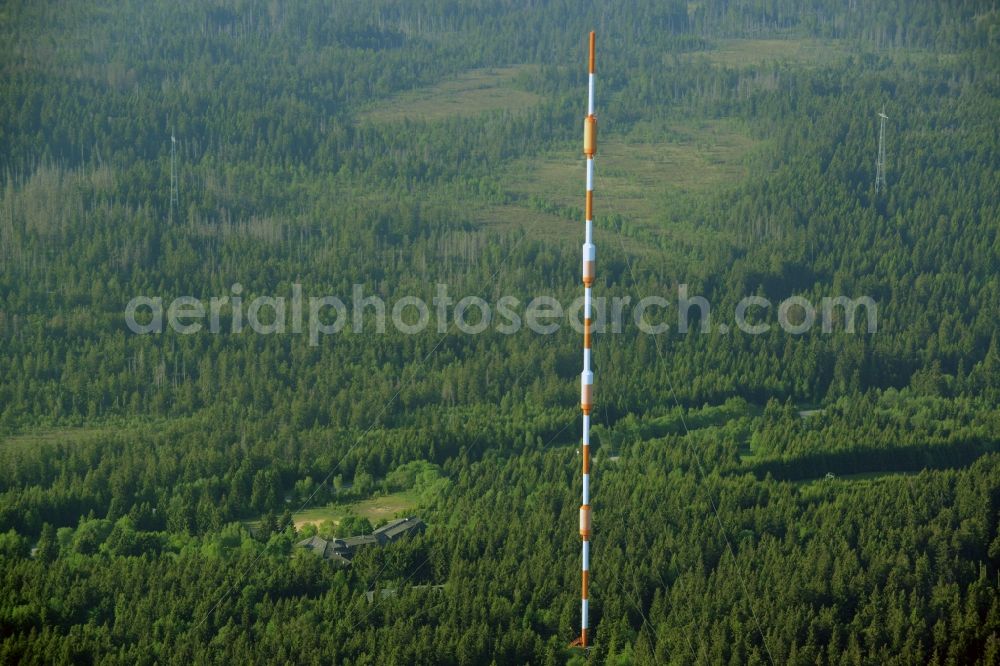 Altenau from the bird's eye view: Radio tower and transmitter on the crest of the mountain range Torfhaus in Altenau in the state Lower Saxony