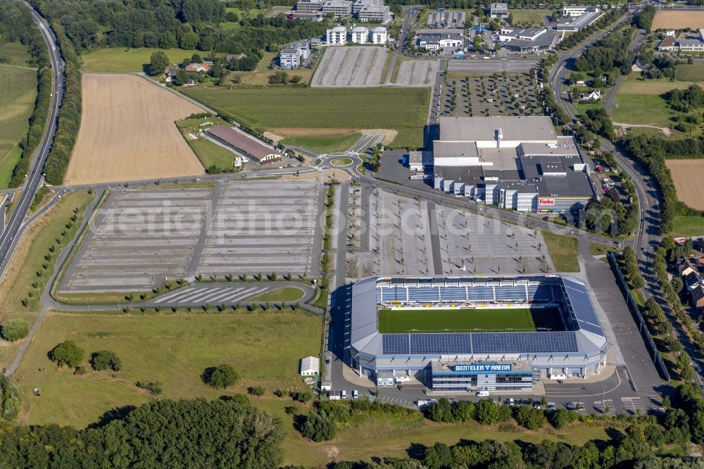 Aerial image Paderborn - Football Stadium Benteler Arena in Paderborn in North Rhine-Westphalia