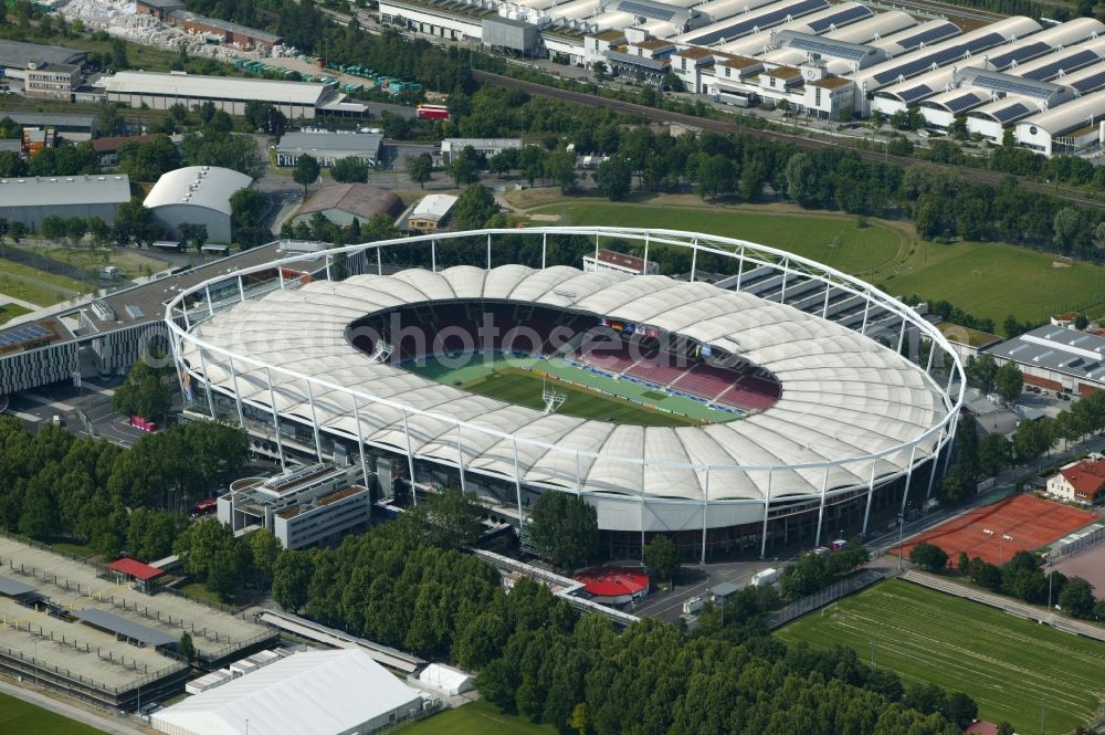 Aerial image Stuttgart - Football Stadium Mercedes-Benz Arena in Stuttgart in Baden-Wuerttemberg