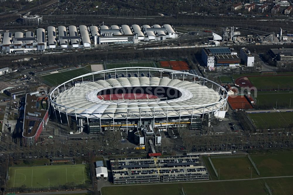 Aerial image Stuttgart - Football Stadium Mercedes-Benz Arena in Stuttgart in Baden-Wuerttemberg