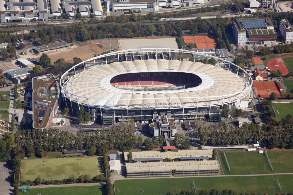 Stuttgart from above - Football Stadium Mercedes-Benz Arena in Stuttgart in Baden-Wuerttemberg