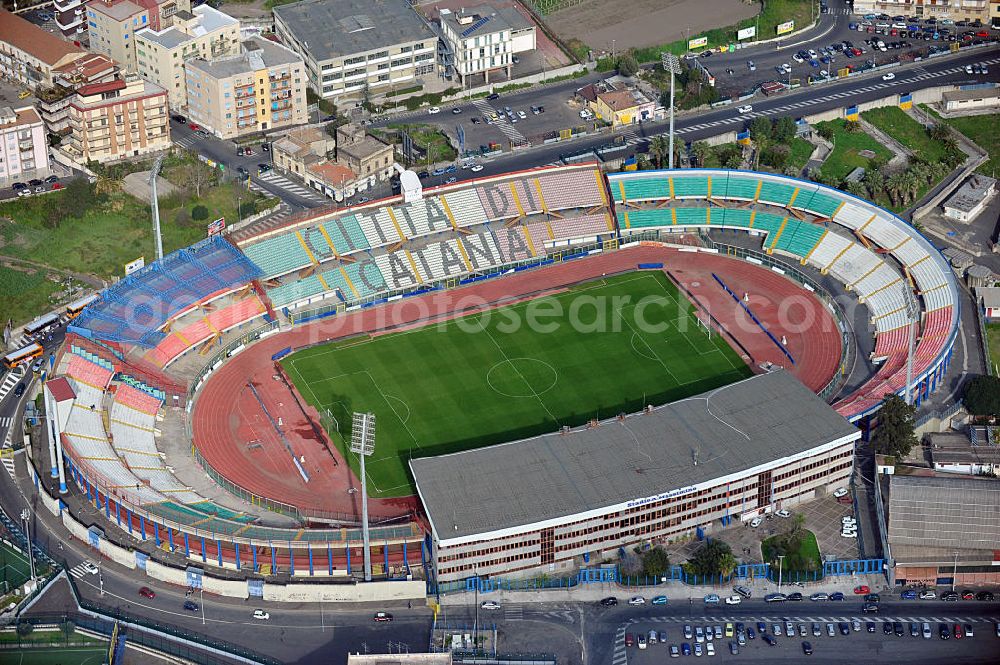 Catania from above - Stadio Angelo Massimino (previously known as Stadio Cibali) is a multi-use stadium in Catania, Italy. It is currently used mostly for football matches and the home of Calcio Catania. The stadium was built in 1937 and holds 23,420. It was named on 2002 after former Catania chairman Angelo Massimino