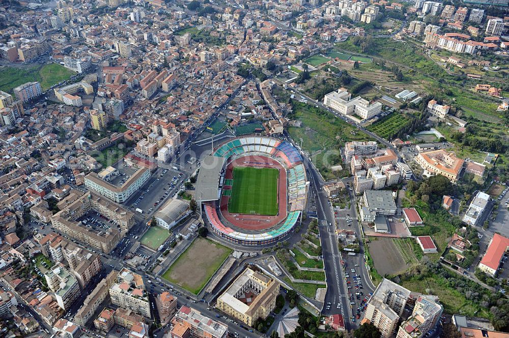 Catania from above - Stadio Angelo Massimino (previously known as Stadio Cibali) is a multi-use stadium in Catania, Italy. It is currently used mostly for football matches and the home of Calcio Catania. The stadium was built in 1937 and holds 23,420. It was named on 2002 after former Catania chairman Angelo Massimino