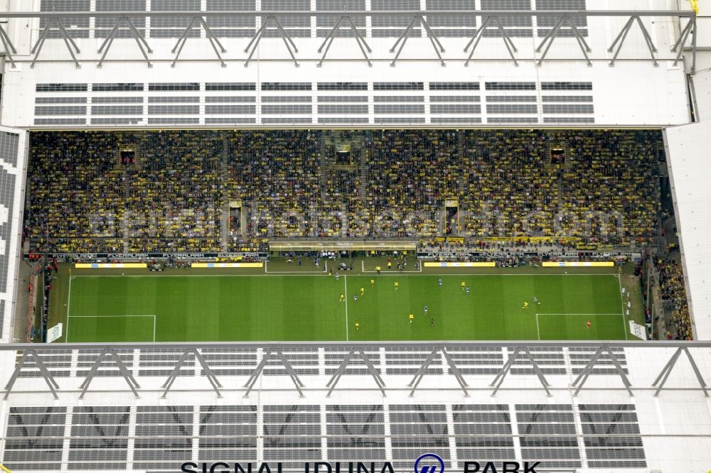 Dortmund from above - BVB football match Schalke in the Borusseum, the Signal Iduna Park stadium in Dortmund