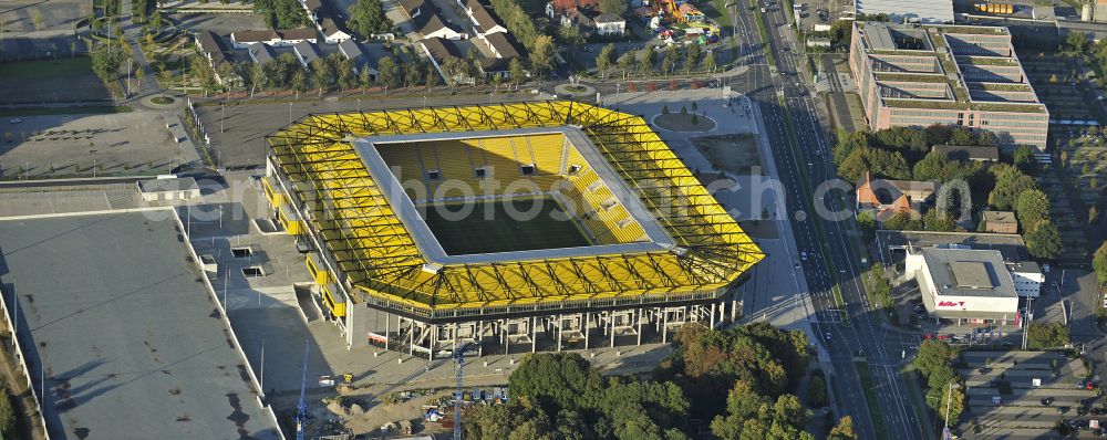 Aerial photograph Aachen - Football stadium tivoli of the football club TSV Alemannia Aachen GmbH on the Am Sportpark Soers in Aachen in the state North Rhine-Westphalia, Germany