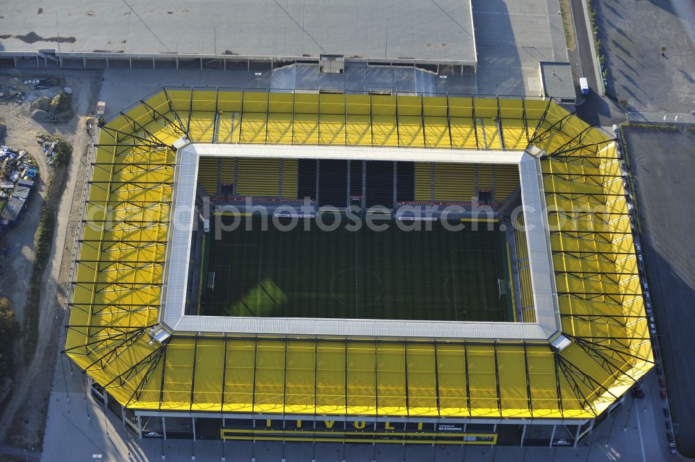 Aerial image Aachen - Football stadium tivoli of the football club TSV Alemannia Aachen GmbH on the Am Sportpark Soers in Aachen in the state North Rhine-Westphalia, Germany