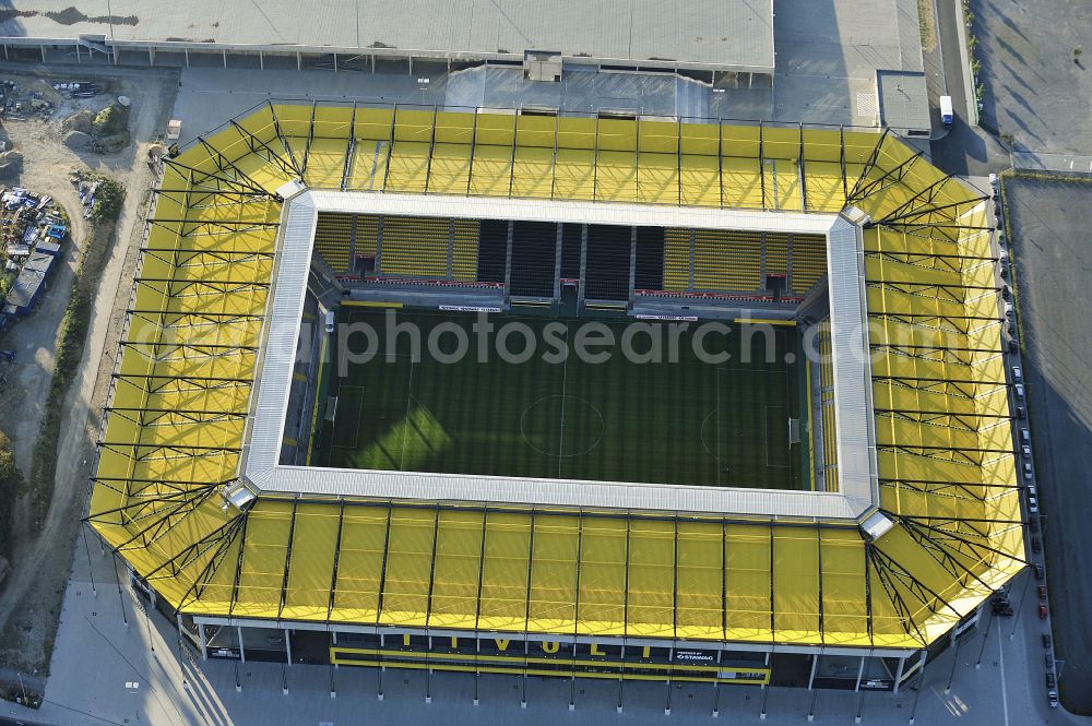 Aerial photograph Aachen - Football stadium tivoli of the football club TSV Alemannia Aachen GmbH on the Am Sportpark Soers in Aachen in the state North Rhine-Westphalia, Germany