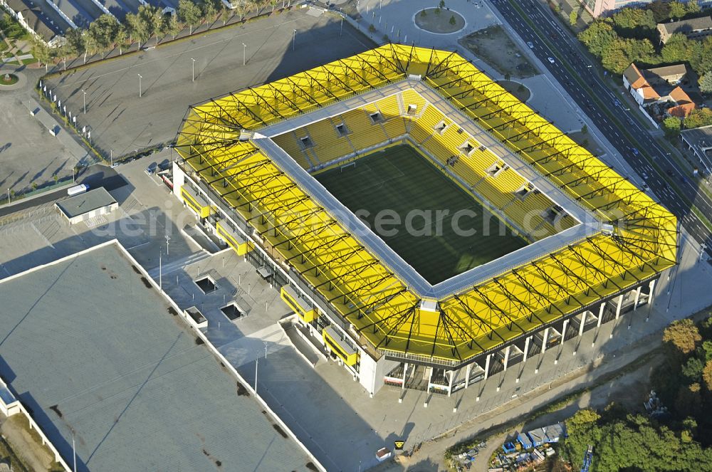 Aerial photograph Aachen - Football stadium tivoli of the football club TSV Alemannia Aachen GmbH on the Am Sportpark Soers in Aachen in the state North Rhine-Westphalia, Germany