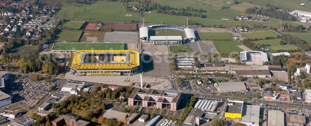 Aachen from the bird's eye view: Football stadium tivoli of the football club TSV Alemannia Aachen GmbH on the Am Sportpark Soers in Aachen in the state North Rhine-Westphalia, Germany