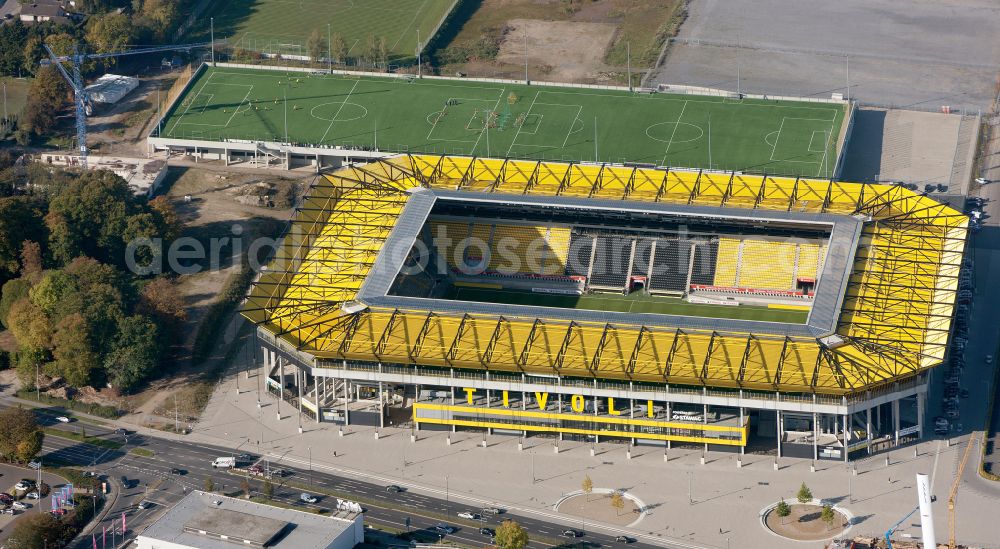 Aerial image Aachen - Football stadium tivoli of the football club TSV Alemannia Aachen GmbH on the Am Sportpark Soers in Aachen in the state North Rhine-Westphalia, Germany