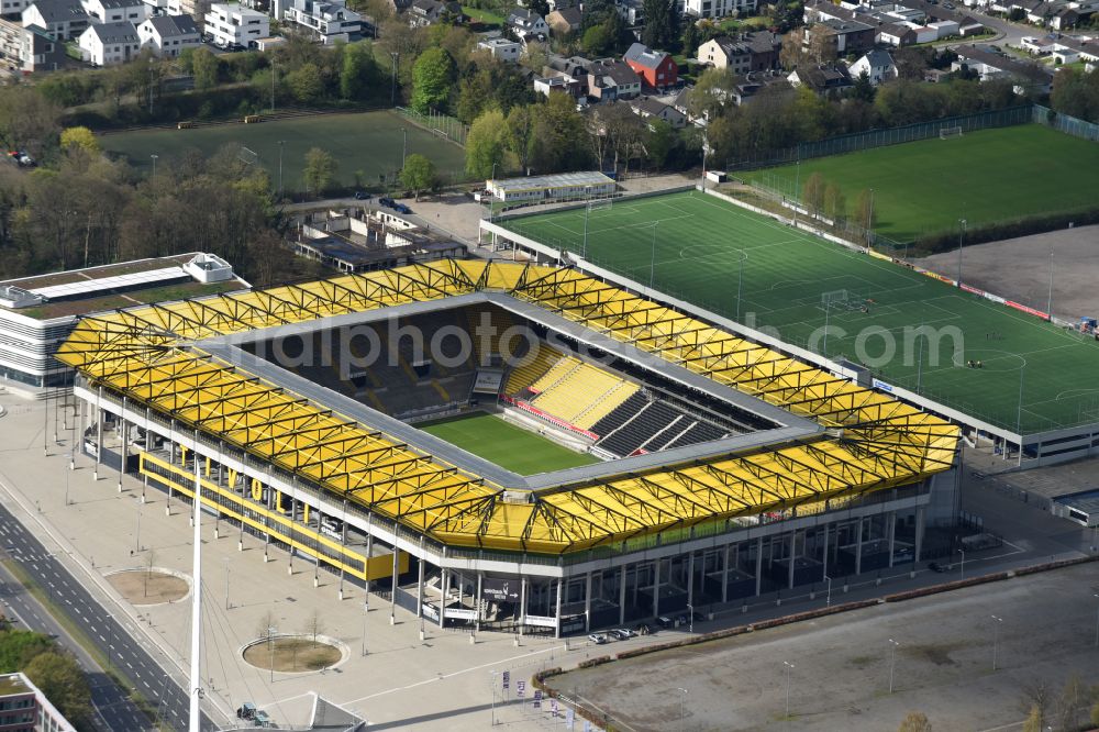 Aerial image Aachen - Football stadium tivoli of the football club TSV Alemannia Aachen GmbH on the Am Sportpark Soers in Aachen in the state North Rhine-Westphalia, Germany