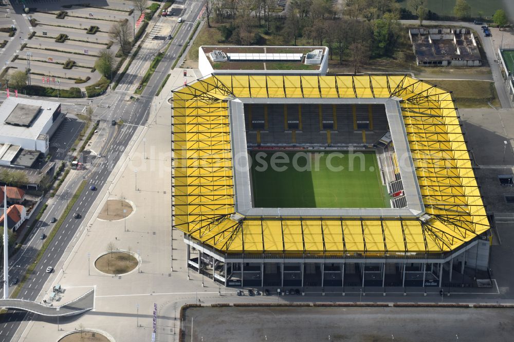 Aerial image Aachen - Football stadium tivoli of the football club TSV Alemannia Aachen GmbH on the Am Sportpark Soers in Aachen in the state North Rhine-Westphalia, Germany