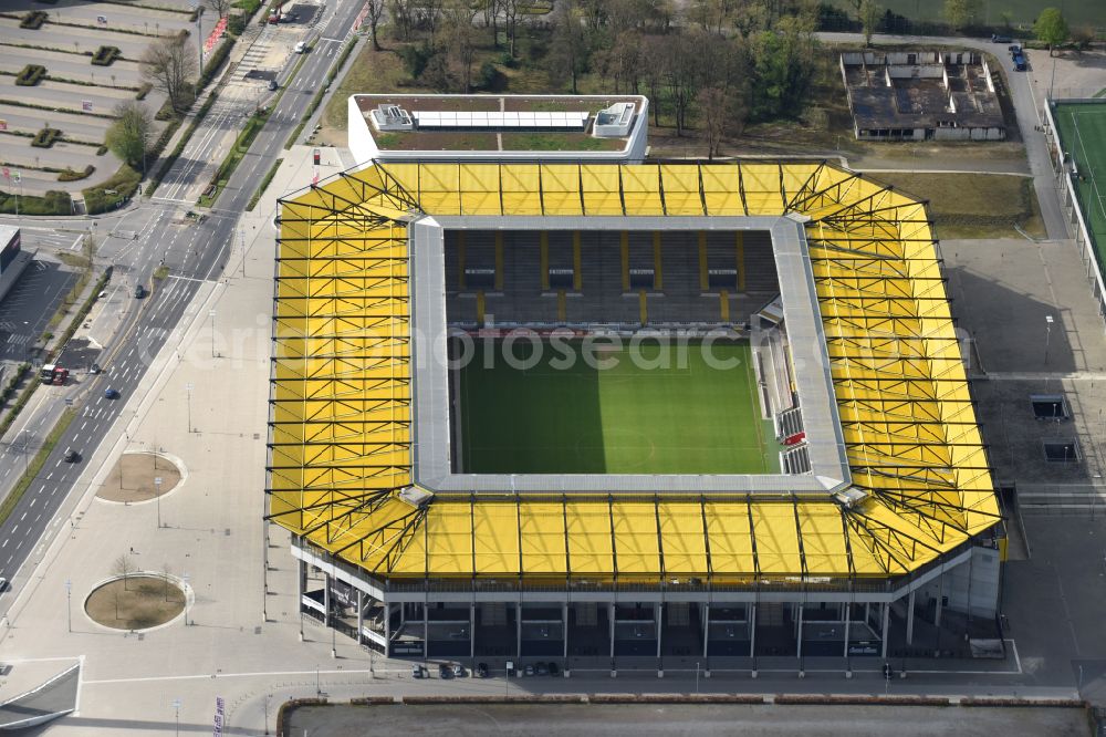 Aerial photograph Aachen - Football stadium tivoli of the football club TSV Alemannia Aachen GmbH on the Am Sportpark Soers in Aachen in the state North Rhine-Westphalia, Germany