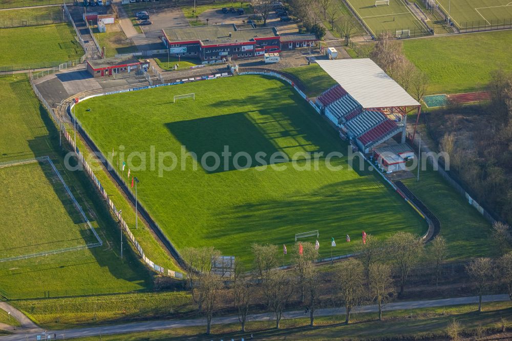 Aerial photograph Hamm - football stadium Betten Kutz Stadion in Hamm at Ruhrgebiet in the state North Rhine-Westphalia, Germany