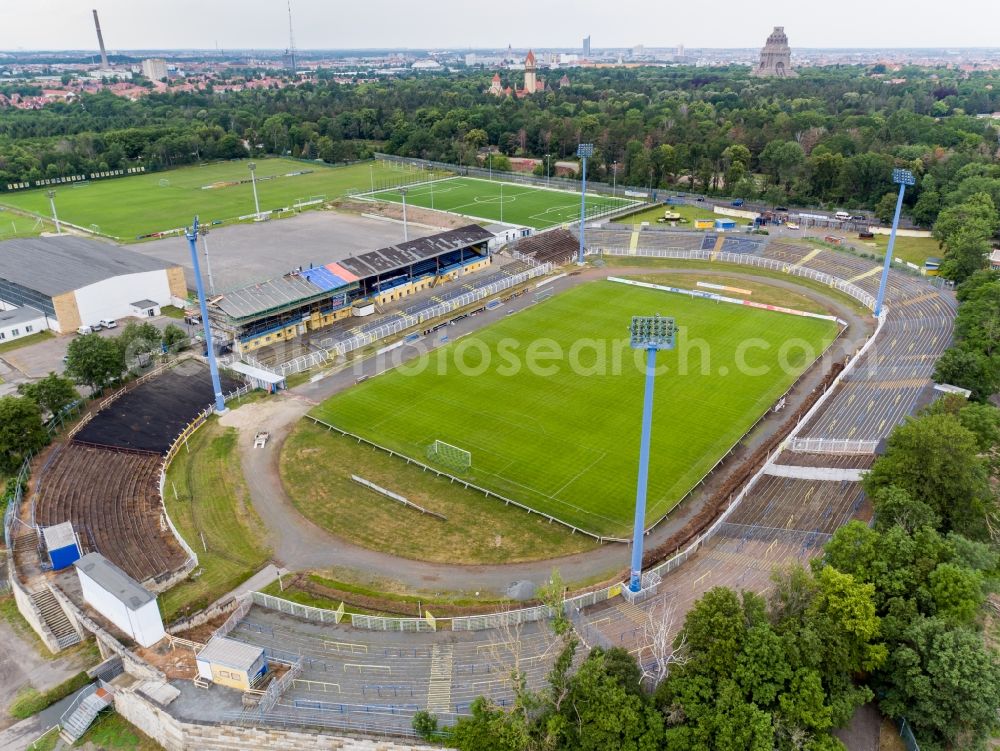 Leipzig from the bird's eye view: Football stadium Bruno-Plache-Stadion in the district Probstheida in Leipzig in the state Saxony, Germany