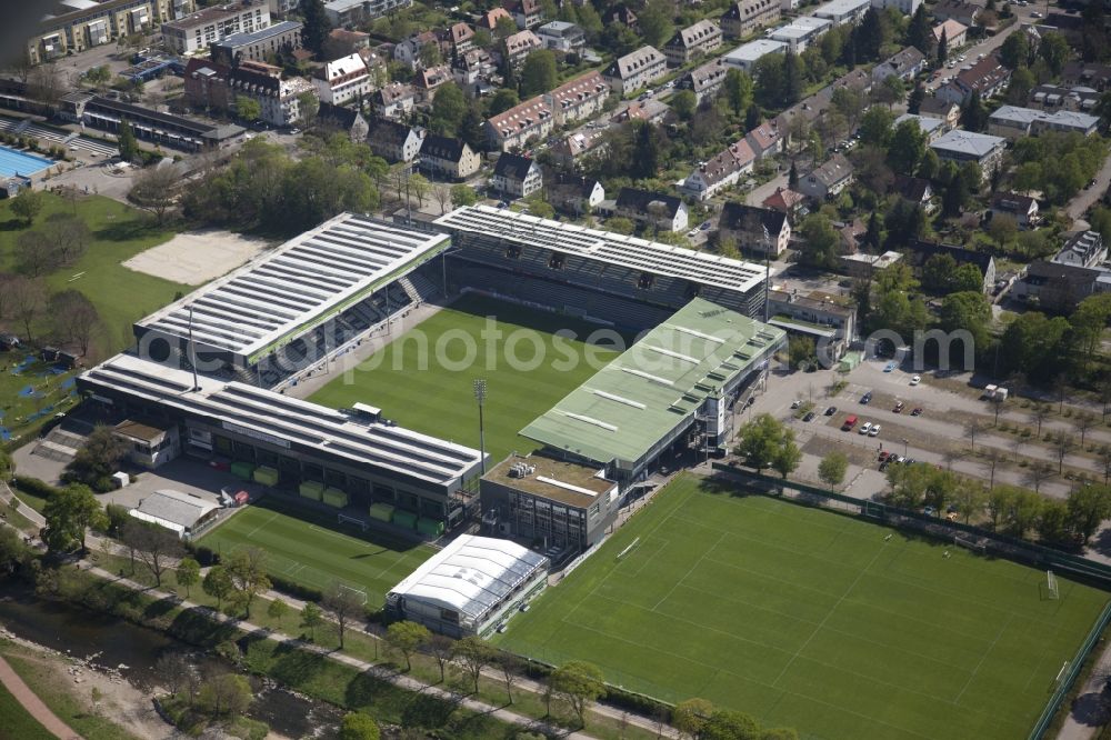 Freiburg im Breisgau from the bird's eye view: Football stadium, so called Schwarzwaldstadion, of FC Freiburg in Freiburg im Breisgau in the state Baden-Wuerttemberg