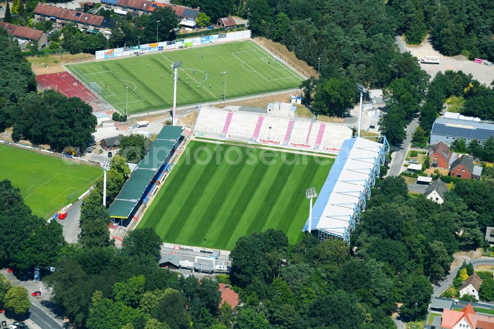 Aerial image Meppen - Football stadium Haensch - Arena Meppen on Lathener Strasse in Meppen in the state Lower Saxony, Germany