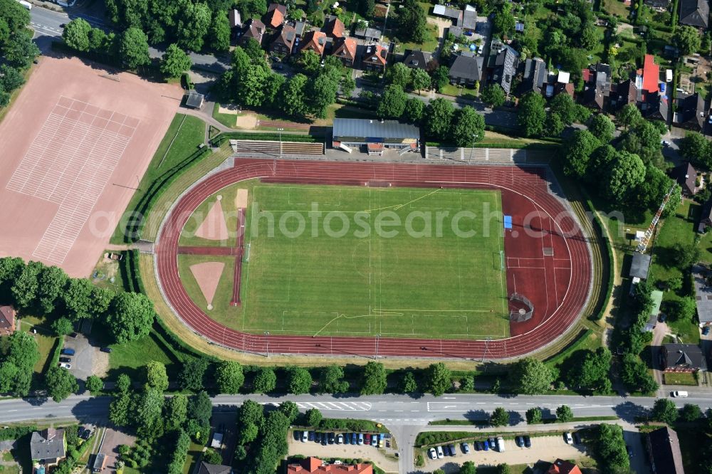 Itzehoe from above - Football stadium in Itzehoe in the state Schleswig-Holstein