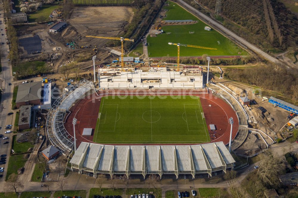 Aerial photograph Wattenscheid - Football stadium Lohrheidestadion on street Lohrheidestrasse in Wattenscheid at Ruhrgebiet in the state North Rhine-Westphalia, Germany